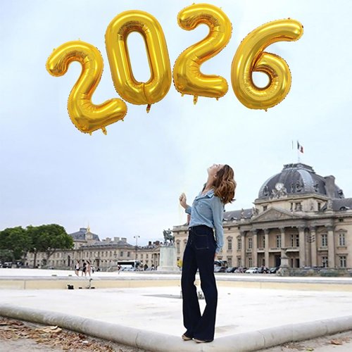 GOER 42-Inch Gold Foil Number Balloons - Perfect for 2026 New Year’s Eve & Graduation Celebrations