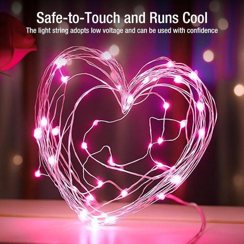20 Pack Fairy Lights - 7ft Battery Operated LED Twinkle Lights | Waterproof Mini String Lights for DIY Party & Wedding Decor - Pink