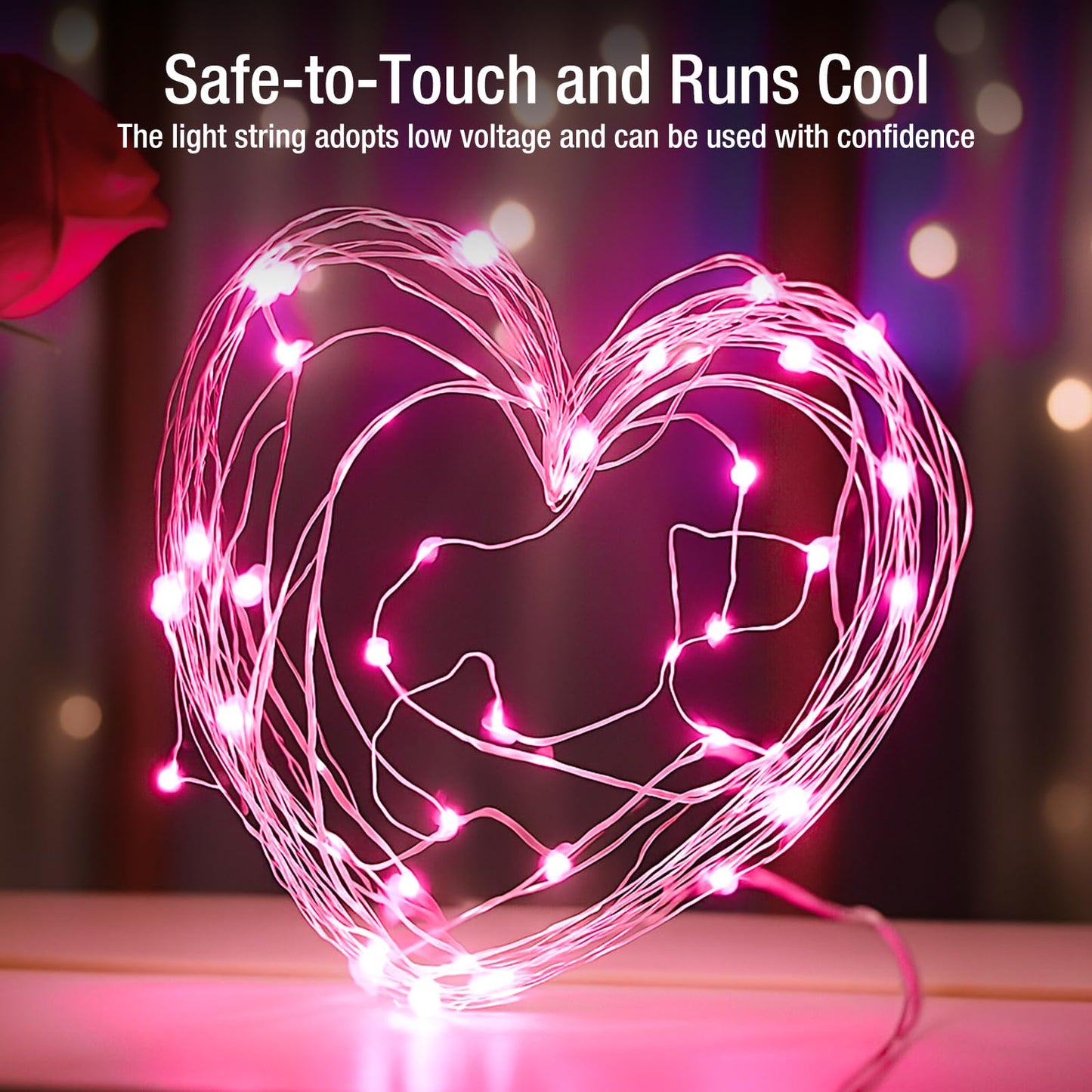 6 Pack Fairy Lights Battery Operated - 7ft 20 Led Twinkle Lights 3 Modes, Bulk Mini String Light Waterproof for Mason Jars Vases DIY Party Wedding Decoration Mothers Day- Pink