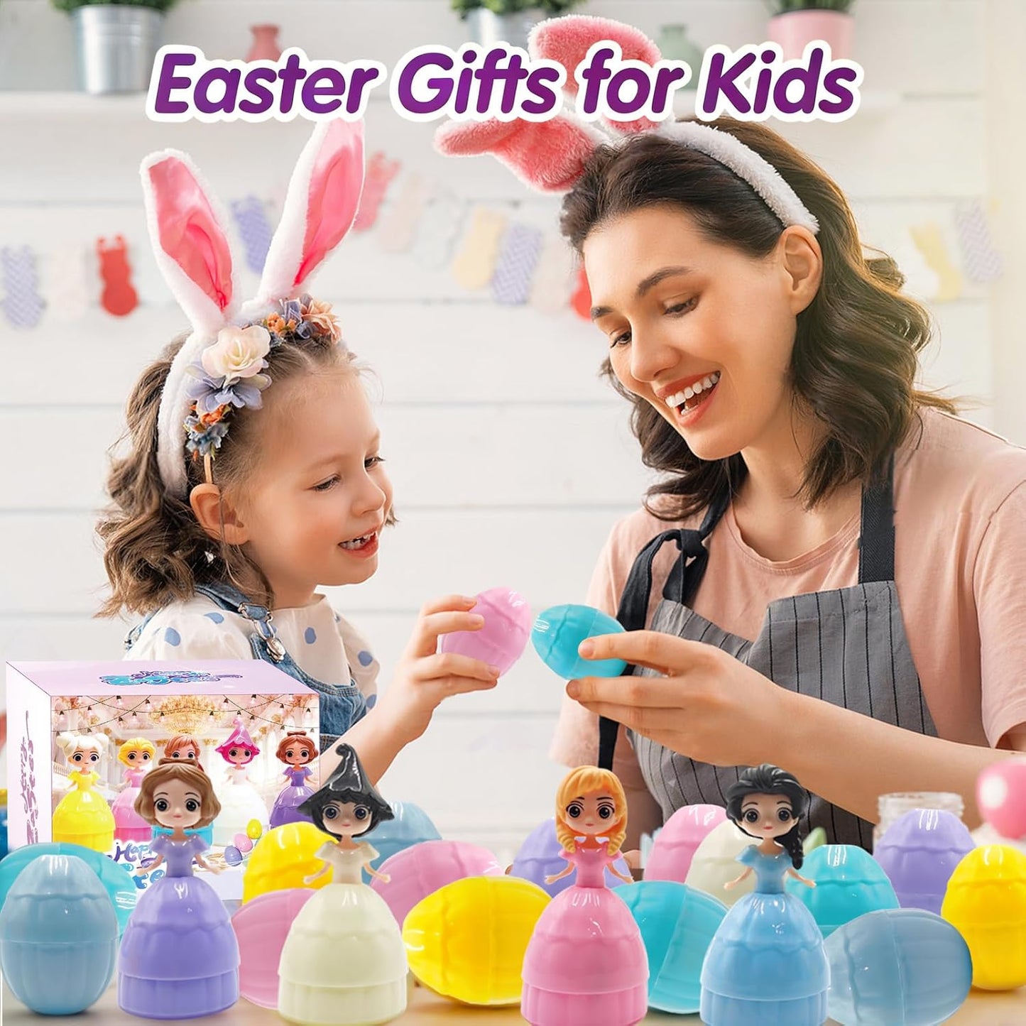 NICENINE Easter Eggs for Kids - 12 Piece Prefilled Princess Eggs | Perfect Goodie Bag Stuffers for Ages 3+