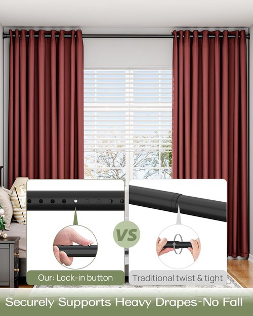 ALLZONE Tension Curtain Rod - Heavy Duty Adjustable No-Drill Design | 83-123 Inches, Black
