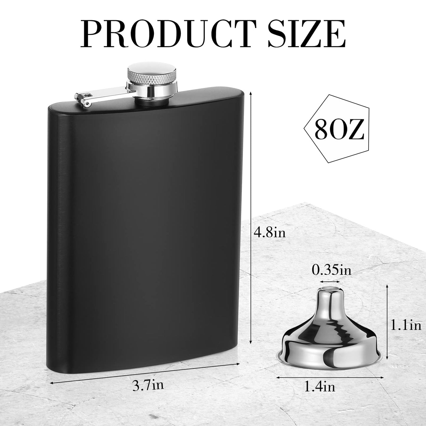 Hoolerry 30 Pieces Hip Flasks Set Stainless Steel Liquor Flask with Funnel Metal Leak Proof Flask Pocket Whiskey Flasks for Men Women Bridesmaid Wedding Party Supplies (Matte Black, 8 oz)