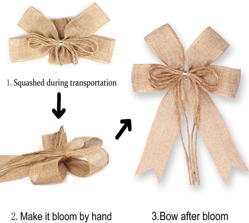 Hongsome Burlap Jute Hemp Rope Bows - Rustic Farmhouse Decor for Wreaths & Gift Wrapping | 2 Pack