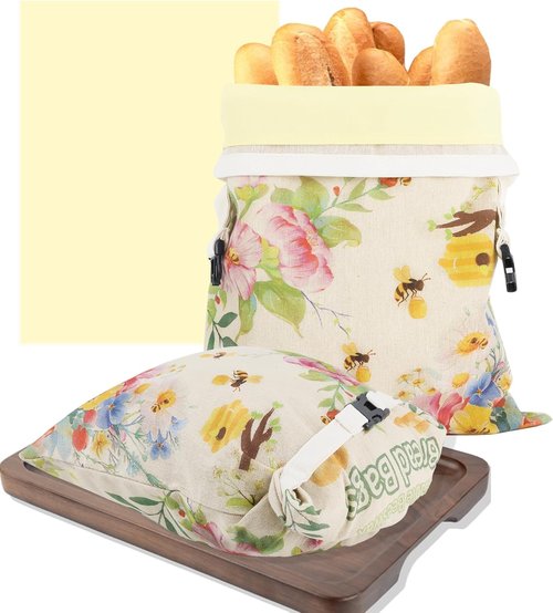 Beeswax Bread Bags by Eco-Friendly | 2-Pack Reusable Organic Linen for Sourdough & Fresh Food Storage