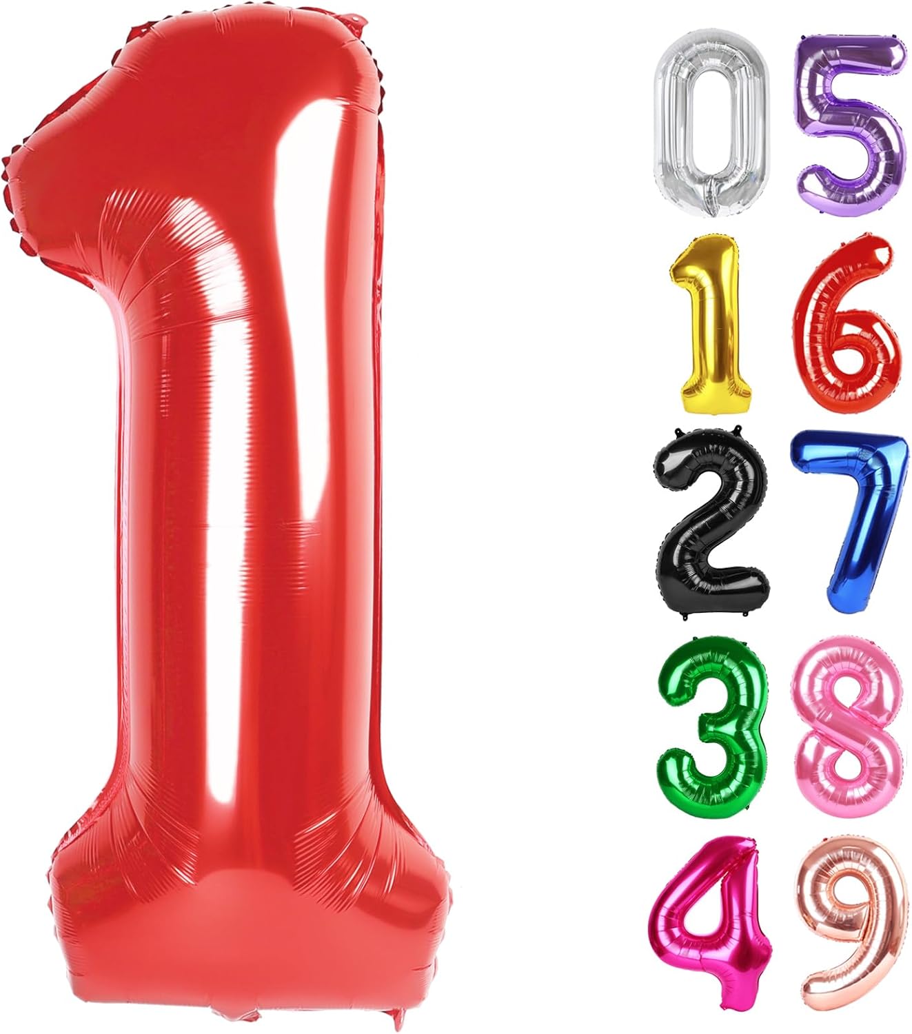 Red Number 1 Balloon - 40 Inch Shiny Red First Birthday Decoration for Baby Boy or Girl