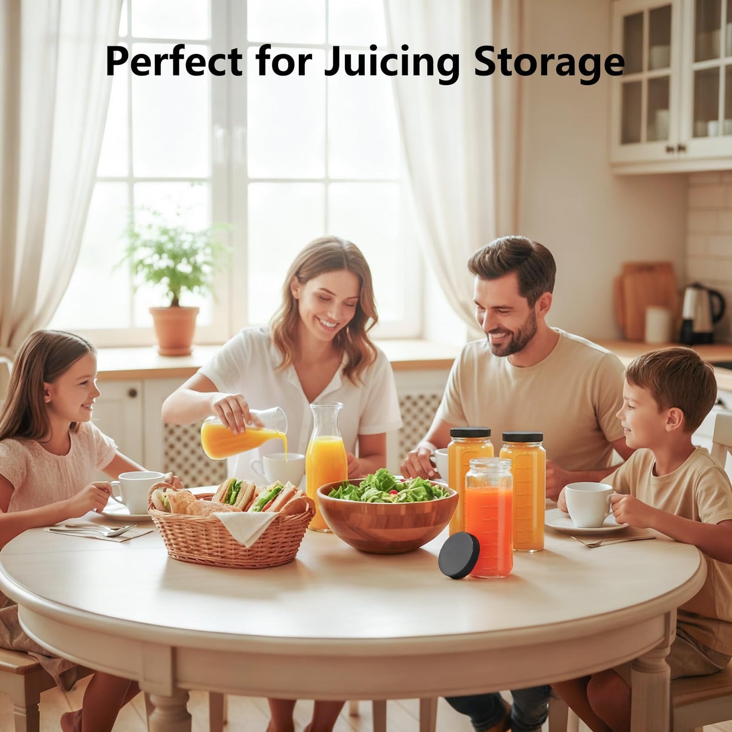 Ruckae 16oz 12 Pack Juice Bottles, Glass Bottles Juicing with Lids, Smoothie Cup Lids and Straws, Water Bottle Mason Jar Drinking Glasses for Juicing, Smoothies, Kombucha