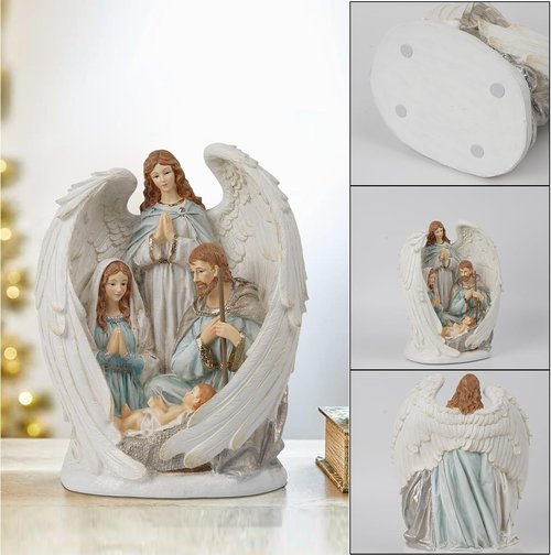 Braxio Indoor Nativity Angel Set - Holy Family Tabletop Christmas Decorations | 10x6.5x12.4 Inch