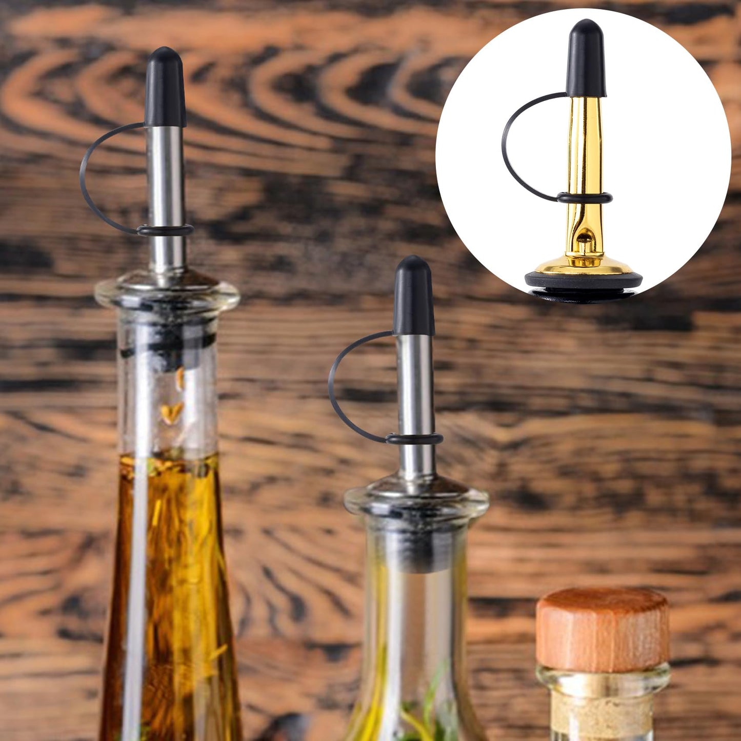 OIIKI Rubber Liquor Pour Caps, 30 Pieces Spout Pourers Covers with Loop, Black Dustproof Liquor Bottles Spouts Caps