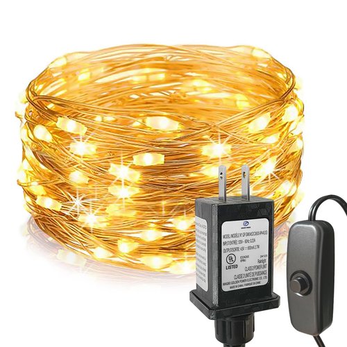 Efirisey Fairy Lights Plug in,33Ft 100 LEDs Copper Lights Warm White,Christmas Lights Indoor Outdoor,Led Fairy String Lights for Bedroom Party Wedding Patio Christmas Tree Decoration