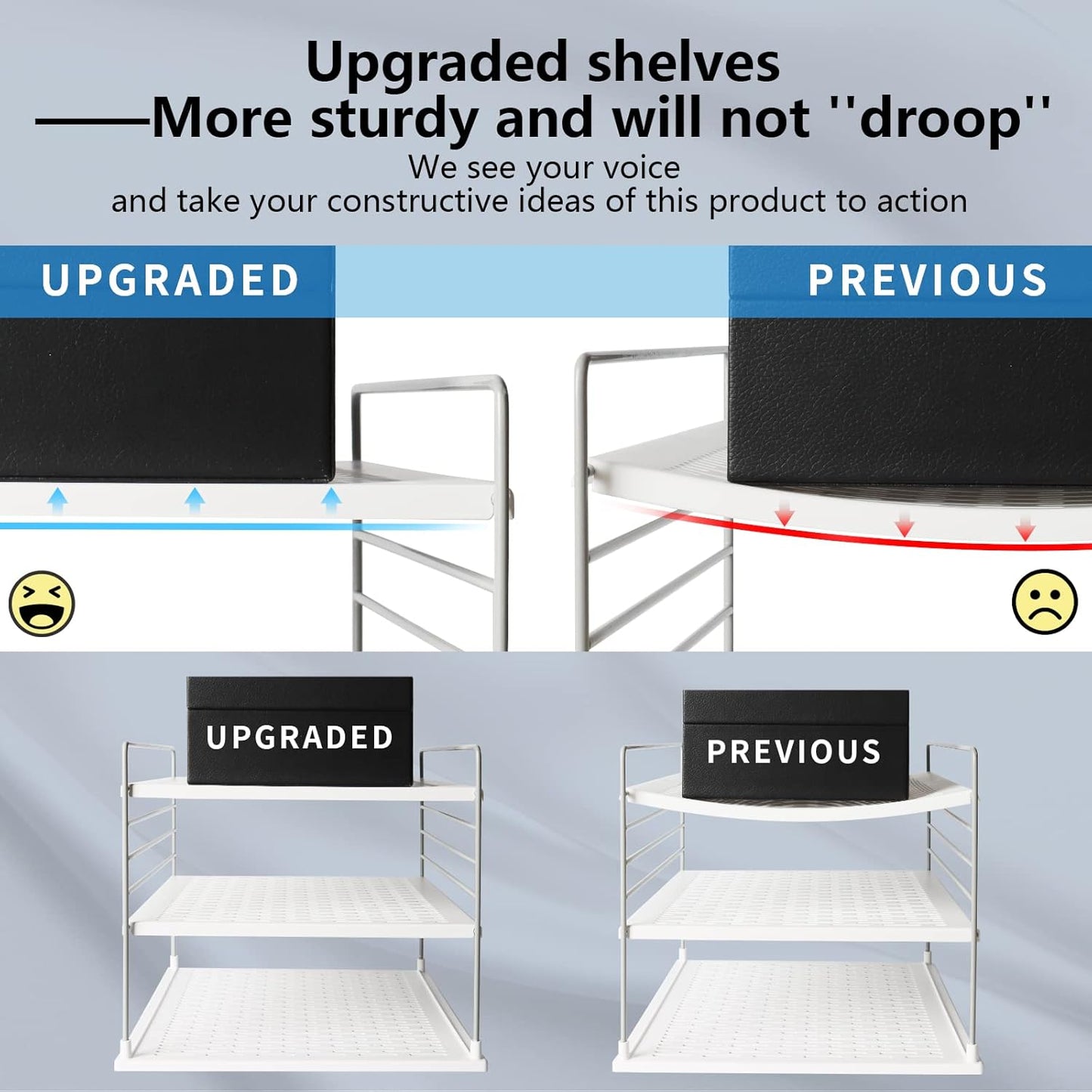 Skiennix Cabinet Organizers - Upgraded Divided Compartment Holder for Kitchen Storage | Under Sink Organizer