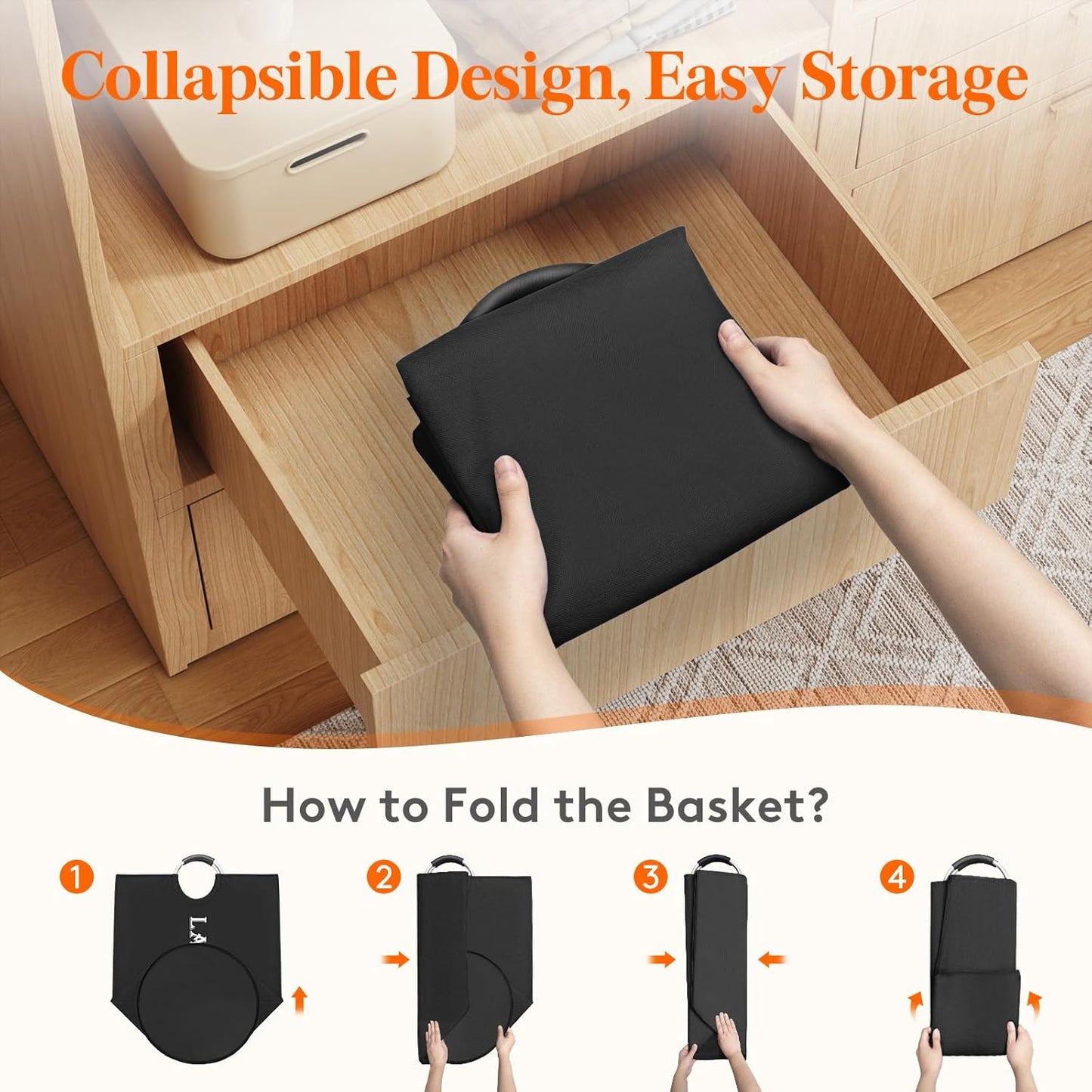 Lifewit Large Collapsible Laundry Basket - 100L Capacity, Waterproof Design, Black | 2-Pack