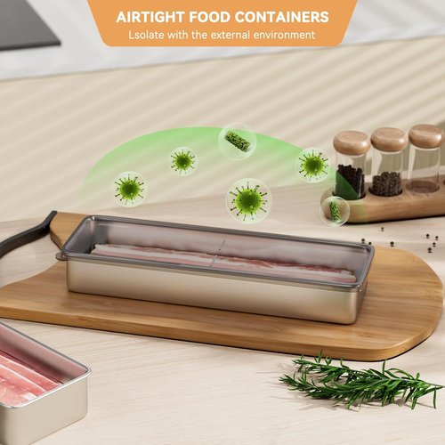 Freshmage Bacon Container - Airtight 304 Stainless Steel Deli Meat Storage | Dishwasher Safe, 1 Pack