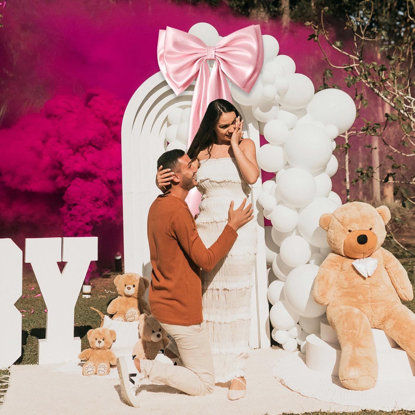 Skiennix Giant Satin Bow | Large Wedding & Party Decoration - Pink Arch & Wall Decor