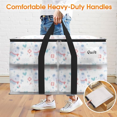 Fab Totes Heavy Duty Moving Bags - Oversized Storage Solution with Reinforced Handles & Double Zippers | Ideal for Dorm Room Essentials