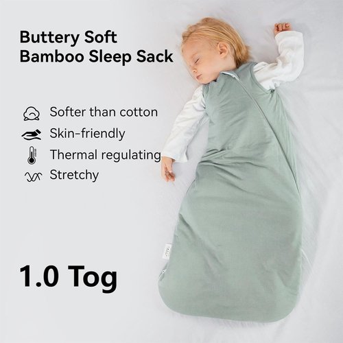BubblePanda Sleep Sack - Soft Bamboo Toddler Sleeping Bag for 18-24 Months | 2-Way Zipper, 1.0 Tog