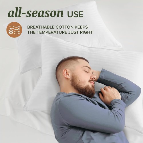 Beckham Hotel Collection King Size White Pillow Protectors - Soft, Breathable Cotton, Set of 4