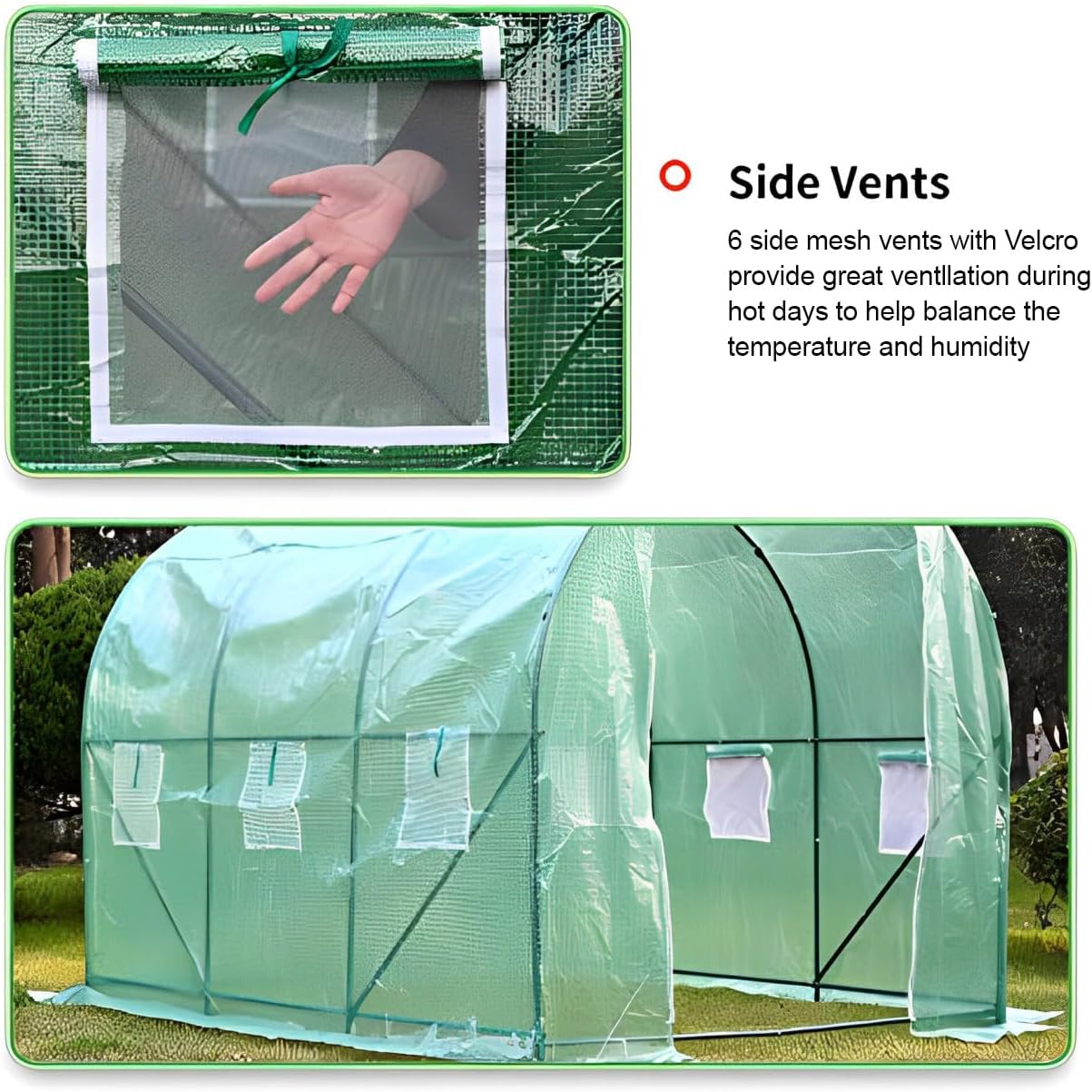 Skiennix Greenhouse Kit - Walk-In Design with Observation Windows for Outdoor Plant Growth | 10' x 7' x 7'