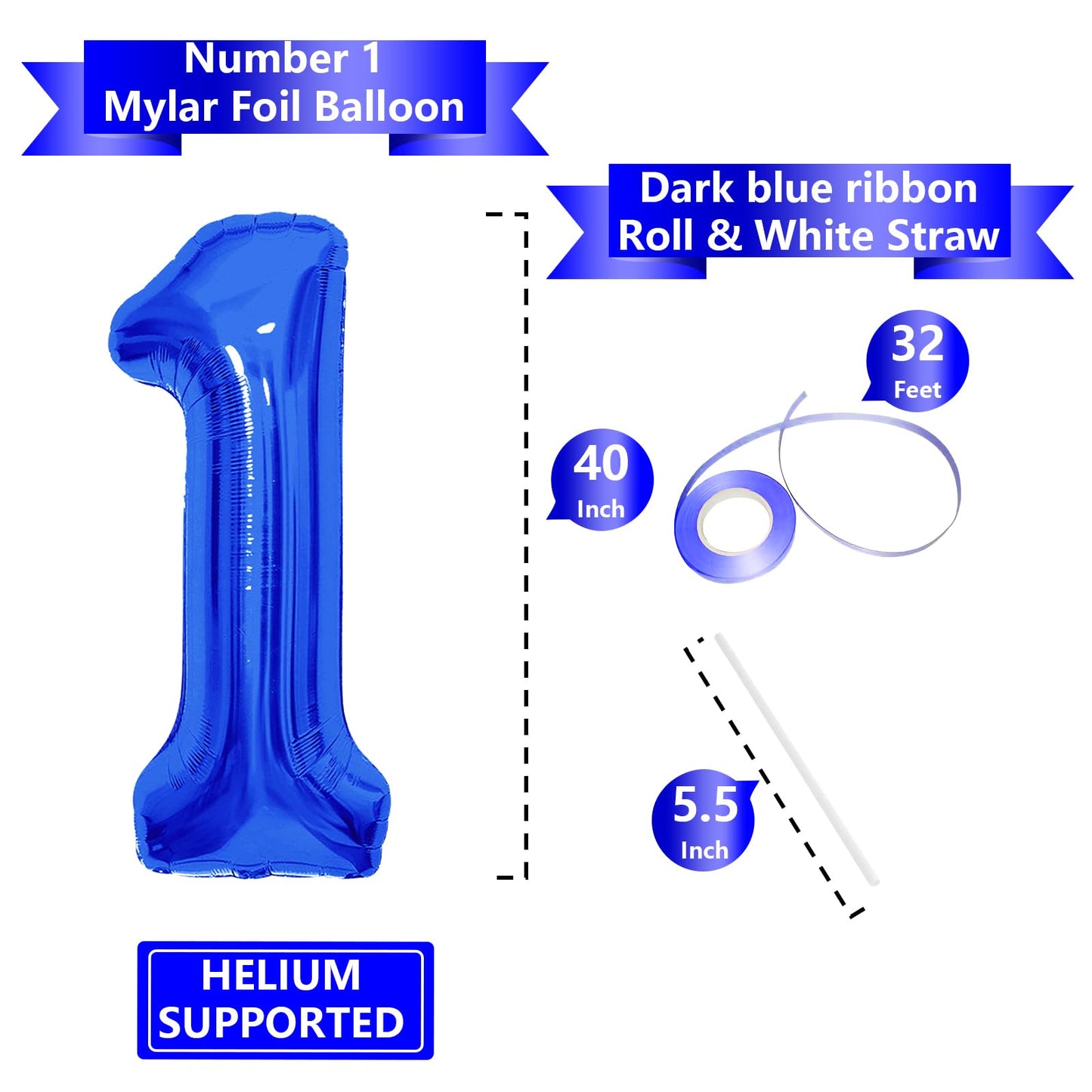 Number Balloons Navy Blue Balloons - Giant Number 10 Balloon, 10 20 30 40 50 Numbers Balloon Birthday Decorations, Blue Party Supplies for Boy Men