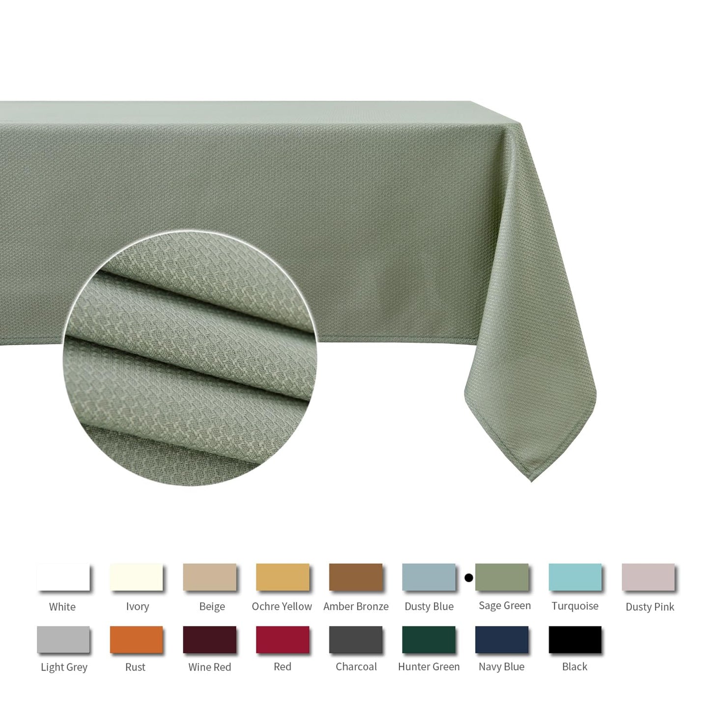 maxmill Rectangle Textured Tablecloth Waterproof Spillproof Wrinkle Free Table Cloth, Kitchen Dining Tabletop Decoration, Fabric Table Cover for Outdoor and Indoor Use, 52 x 70 Inch, Sage Green