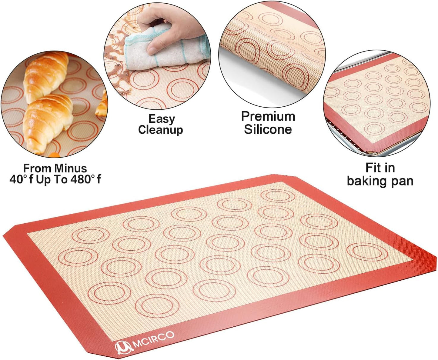 MCIRCO Stainless Steel Baking Sheet Set - 6 Pieces with Silicone Mats & Racks | 17.3 x 13 x 1 Inch