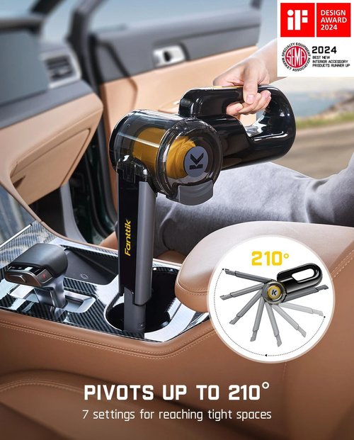 Fanttik Fold V10 APEX Cordless Car Vacuum - 17000Pa Suction Power, Smart LED Display, Portable Design for Home & Pet Use