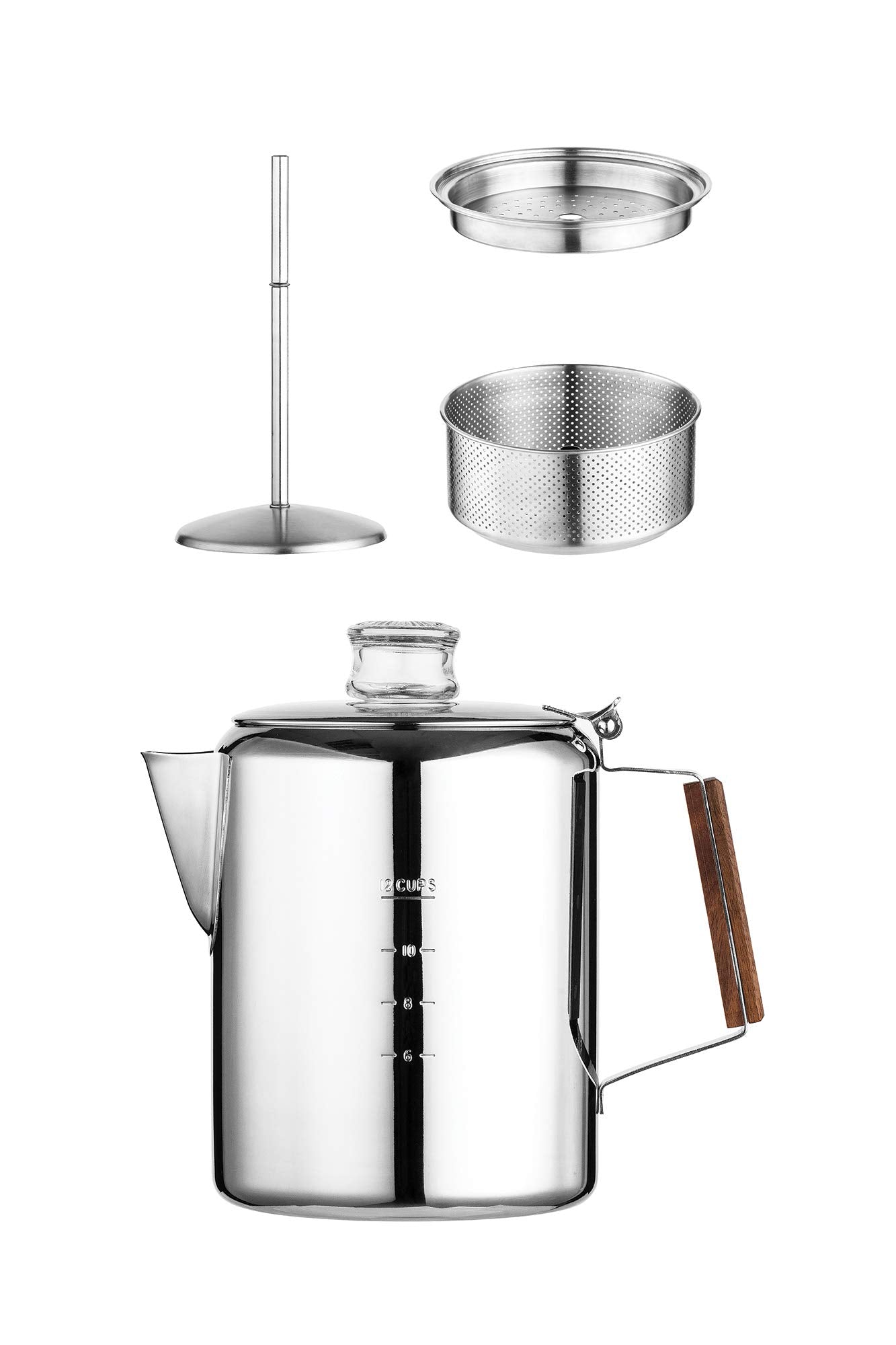 Rapid Brew Stainless Steel Stovetop Percolator Coffee Pot, 12-Cup