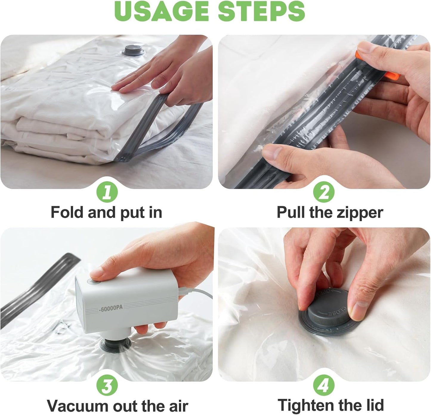 Mapambo Vacuum Storage Bags - 15 Pack Vacuum Seal Bags with USB Pump | Save 80% Luggage Space, 3 Sizes