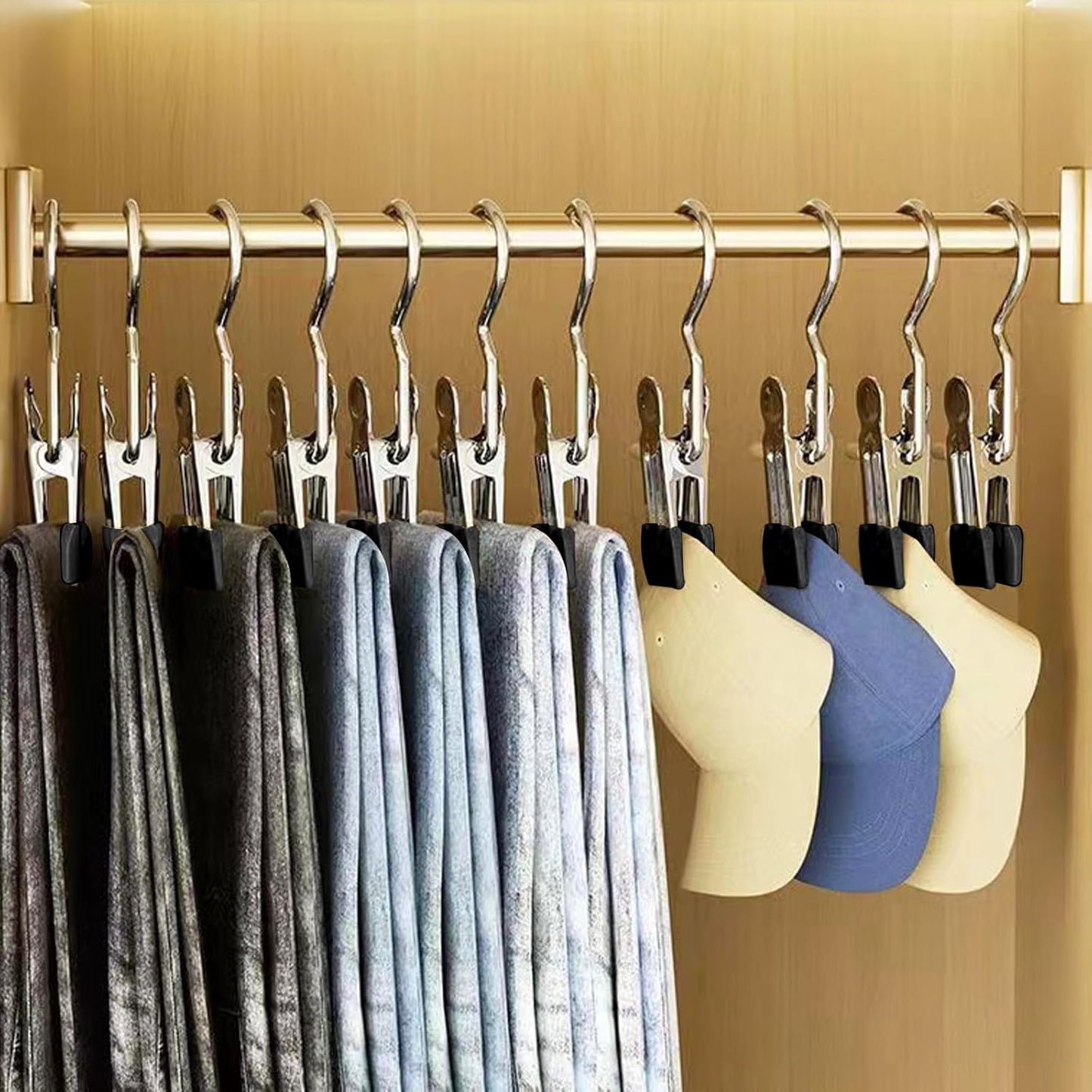 Skiennix 24 Pack Multi-Function Hanger Clips - Versatile Laundry & Closet Hooks for Clothes, Socks, Hats, and More