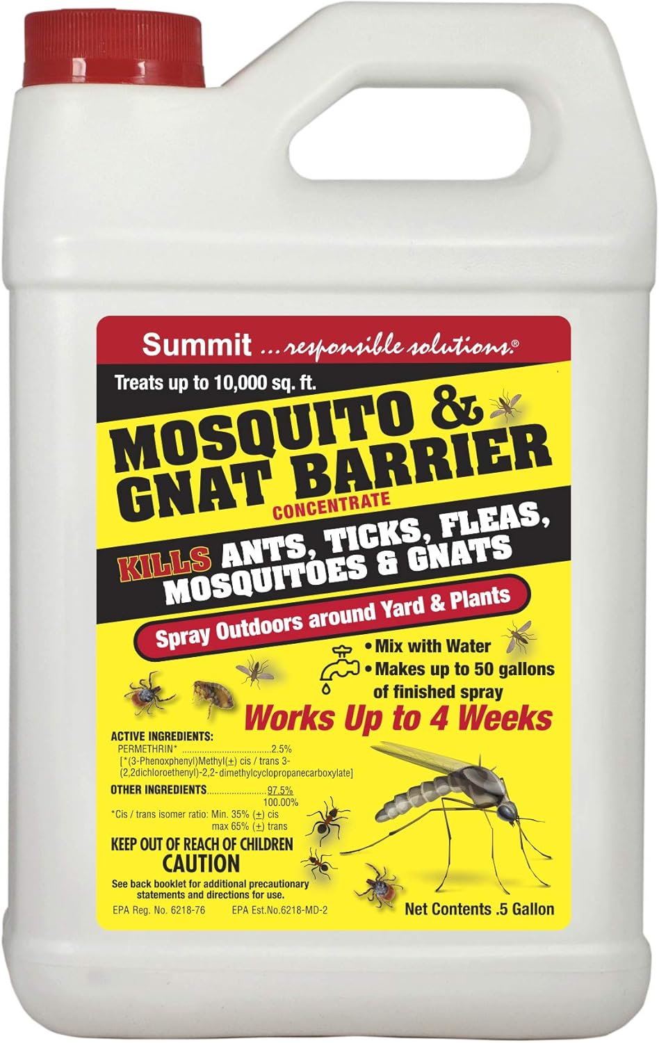 SUMMIT Mosquito & Gnat Barrier Concentrate - Natural Insect Control - 1/2 Gallon