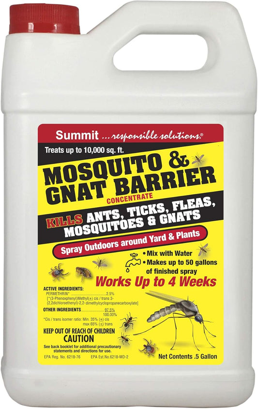 SUMMIT Mosquito & Gnat Barrier Concentrate - Natural Insect Control - 1/2 Gallon