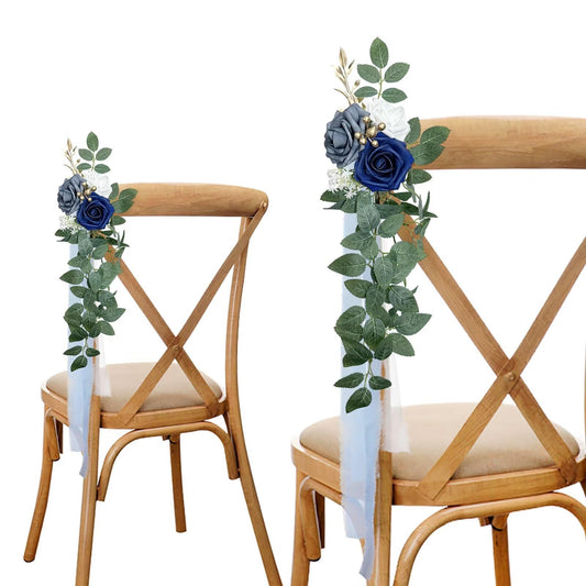 Roahosy Wedding Chair Decorations Set of 6, Artificial Sunflower Aisle Decor Chair Back Flowers for Wedding Ceremony Reception Entryway Church Party Chair Decor