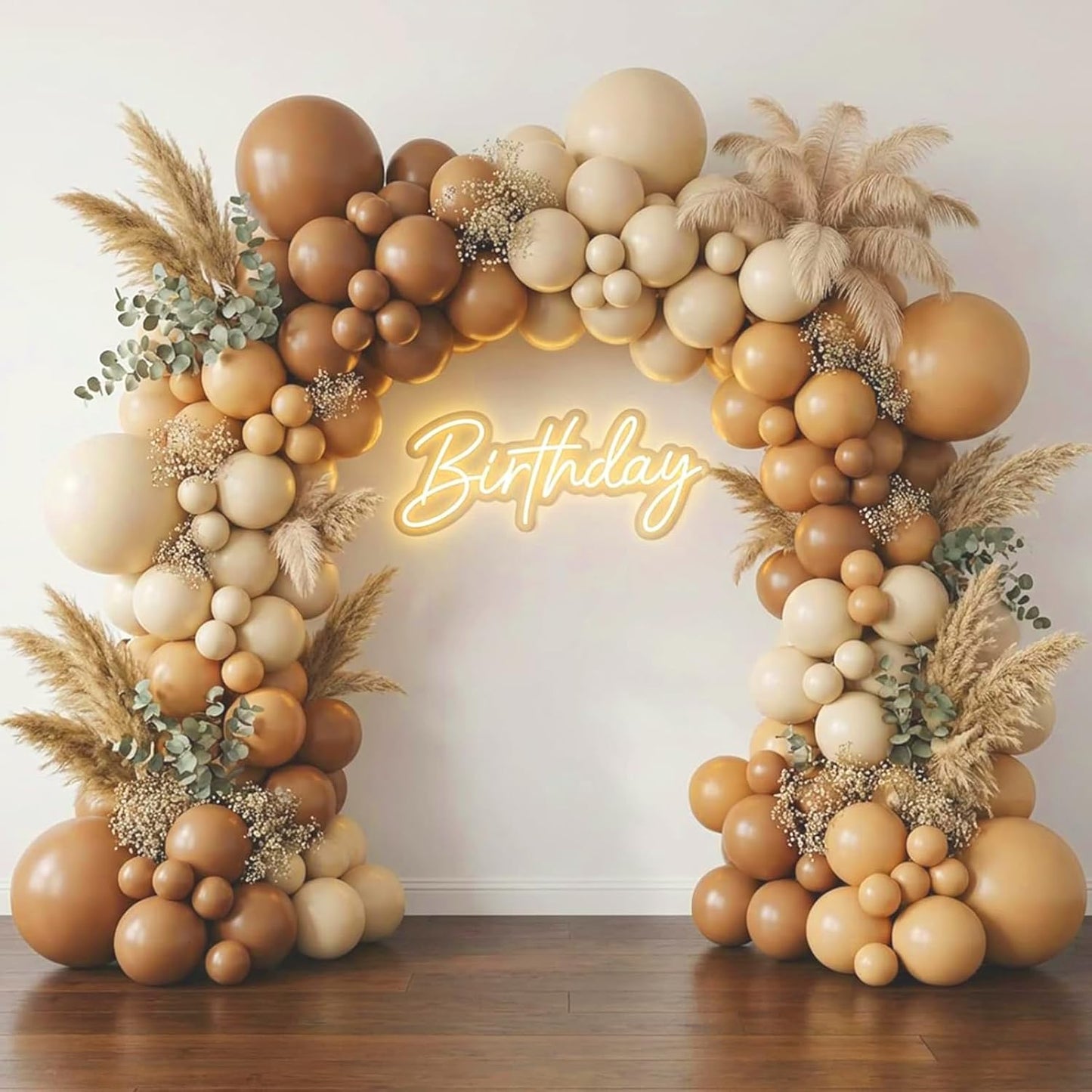 RUBFAC Tan Balloons - 129-Piece Latex Garland Kit | Boho Neutral Light Brown for Weddings & Parties