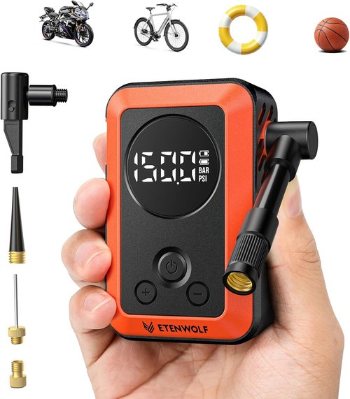 ETENWOLF Mini Bike Pump - Fast 20s Inflation | 150PSI Portable Electric Air Pump for Bikes & Sports Balls