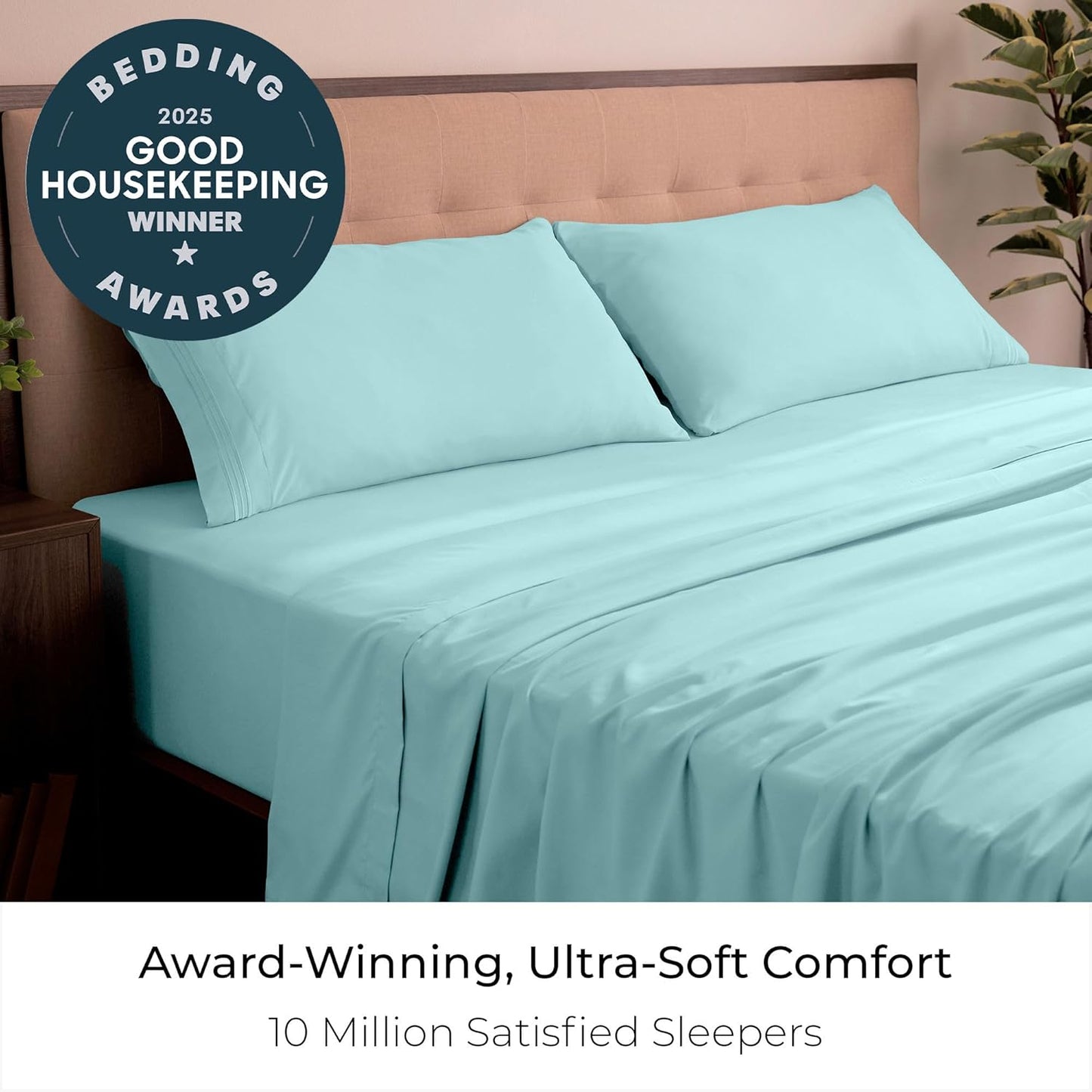 Mellanni California King Sheets Set - 4 PC Hotel Luxury Bedding | Extra Soft, Cooling, Wrinkle-Resistant (Aqua)
