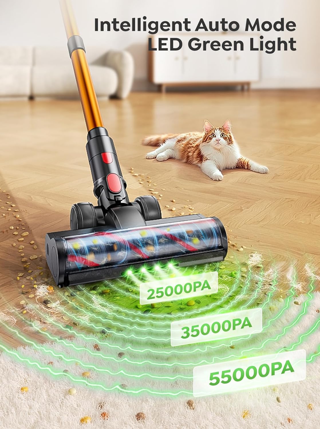 Skiennix Cordless Vacuum Cleaner - 650W, 55KPA Suction Power, 70 Mins Runtime, LED Touch Screen, Wall Charging Station