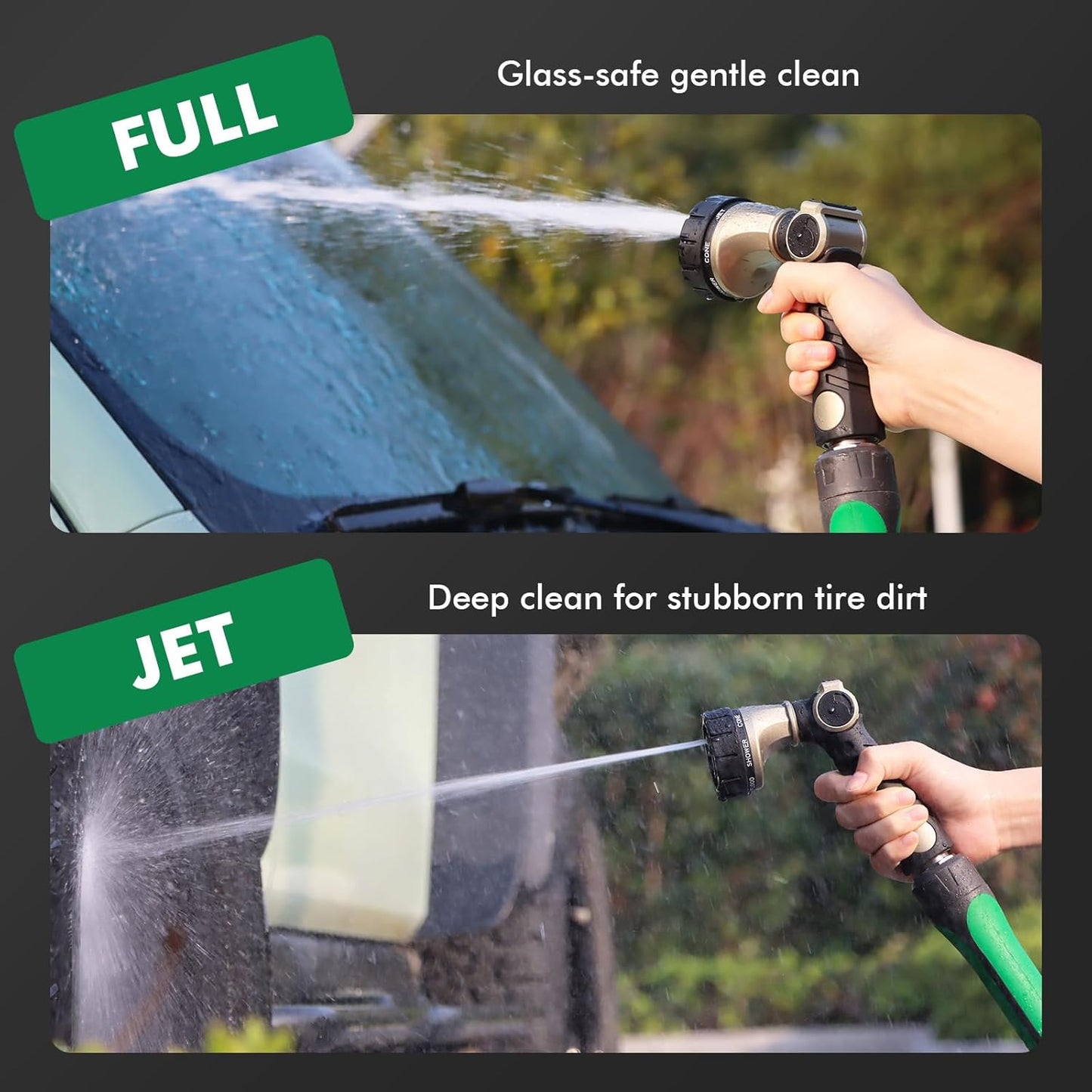 RESTMO Heavy Duty Hose Nozzle - Metal Garden Sprayer with 7 Watering Patterns & Thumb Control | Bronze Finish