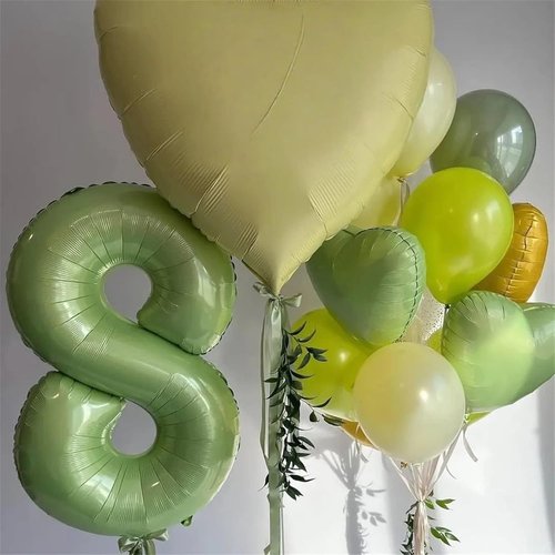 Helium Foil Number 5 Balloon - Sage Green Giant 40" Birthday Decoration for Boys & Girls