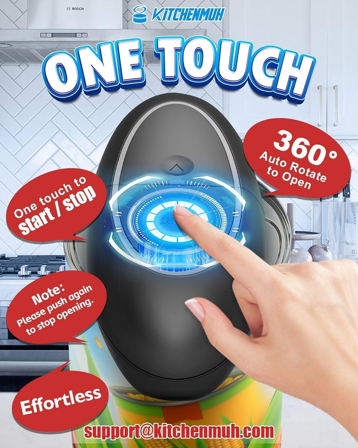 One Touch Electric Can Opener - Battery Operated, Smooth Edge Design | Fits All Can Sizes for Seniors