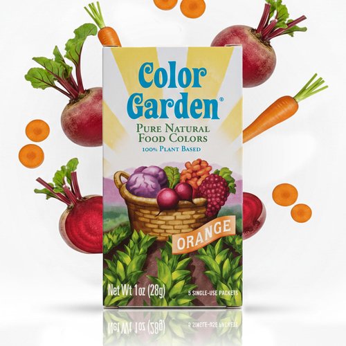 Color Garden Pure Natural Food Coloring, Orange – 5 ct 1 oz | Plant-Based, Vegan, Non-Toxic Liquid Food Dye, Healthy Food Coloring