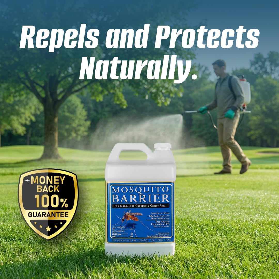 Mosquito Barrier | Liquid Garlic Mosquito Repellent Concentrate - 1 Gallon for Professional Outdoor Treatment
