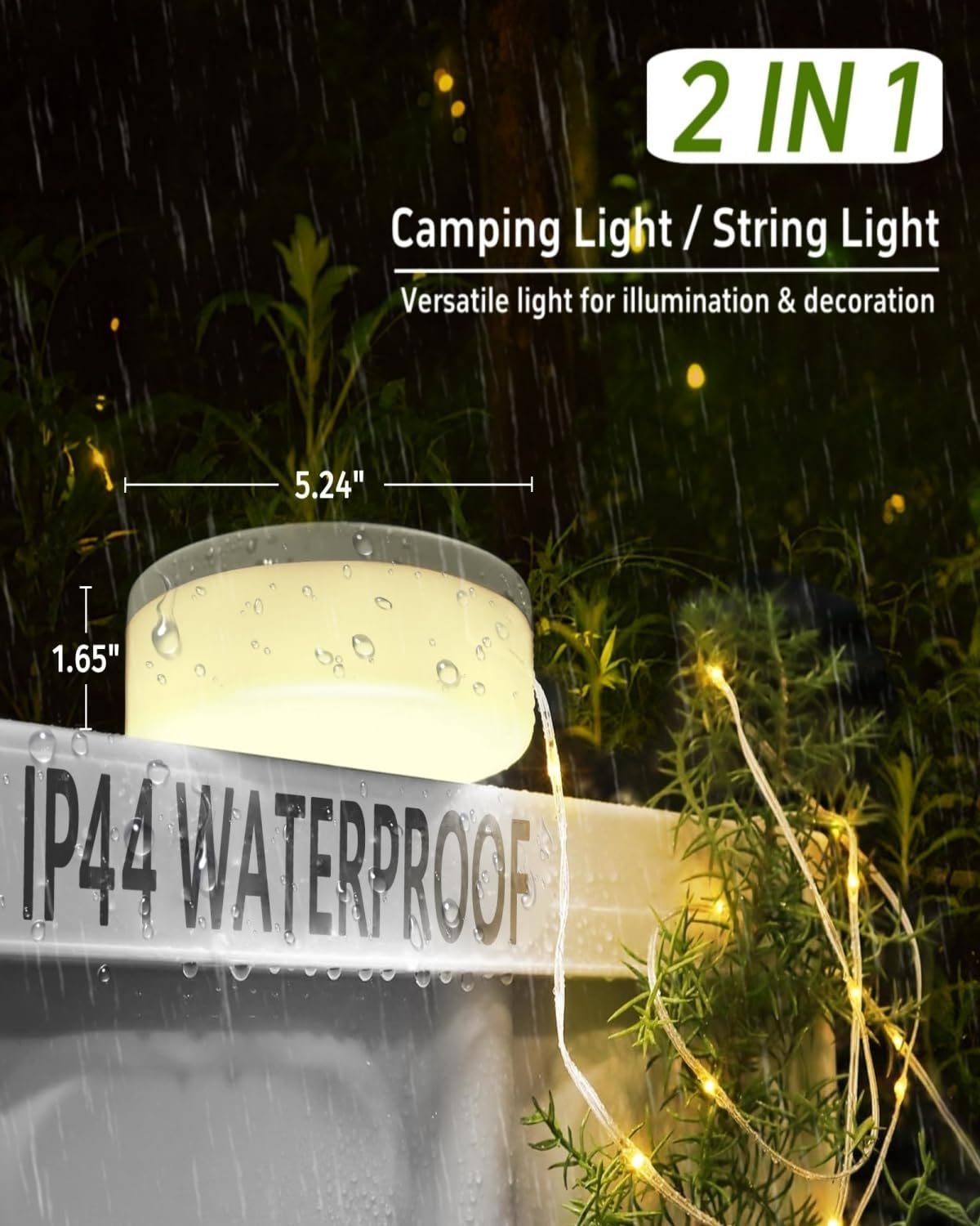 Skiennix Solar Camping String Lights - 39.4 FT Waterproof Fairy Lights with 8 Lighting Modes | Portable LED Lantern for Outdoor Parties