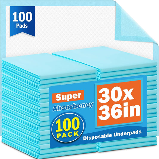 VISRIE Disposable Bed Pads - Super Absorbent Incontinence Chucks for Adults & Pets | 30” x 36” Size, 100 Pcs