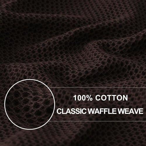 Homaxy 100% Cotton Waffle Weave Kitchen Dish Towels - Ultra Soft & Absorbent | 13 x 28 Inches, 4-Pack, Dark Brown