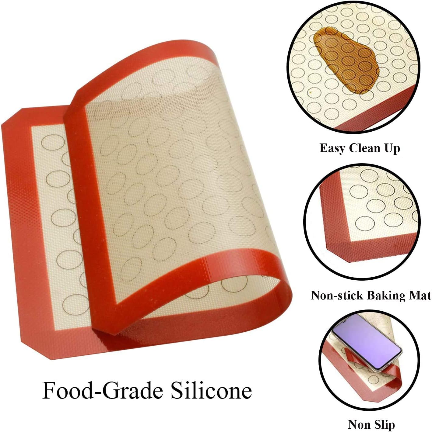 Wildone Baking Sheet Set - Stainless Steel Cookie Sheets with Silicone Mats | 4-Piece (10 x 8 x 1 Inch)