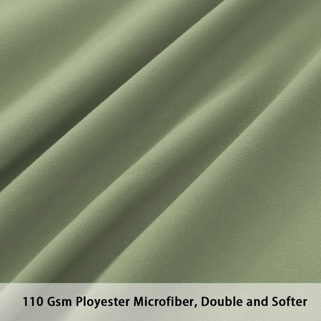 PiccoCasa Zippered Pillowcases - 100% Brushed Microfiber Polyester | Soft & Comfortable Set of 2 (Standard 20"x26") in Sage