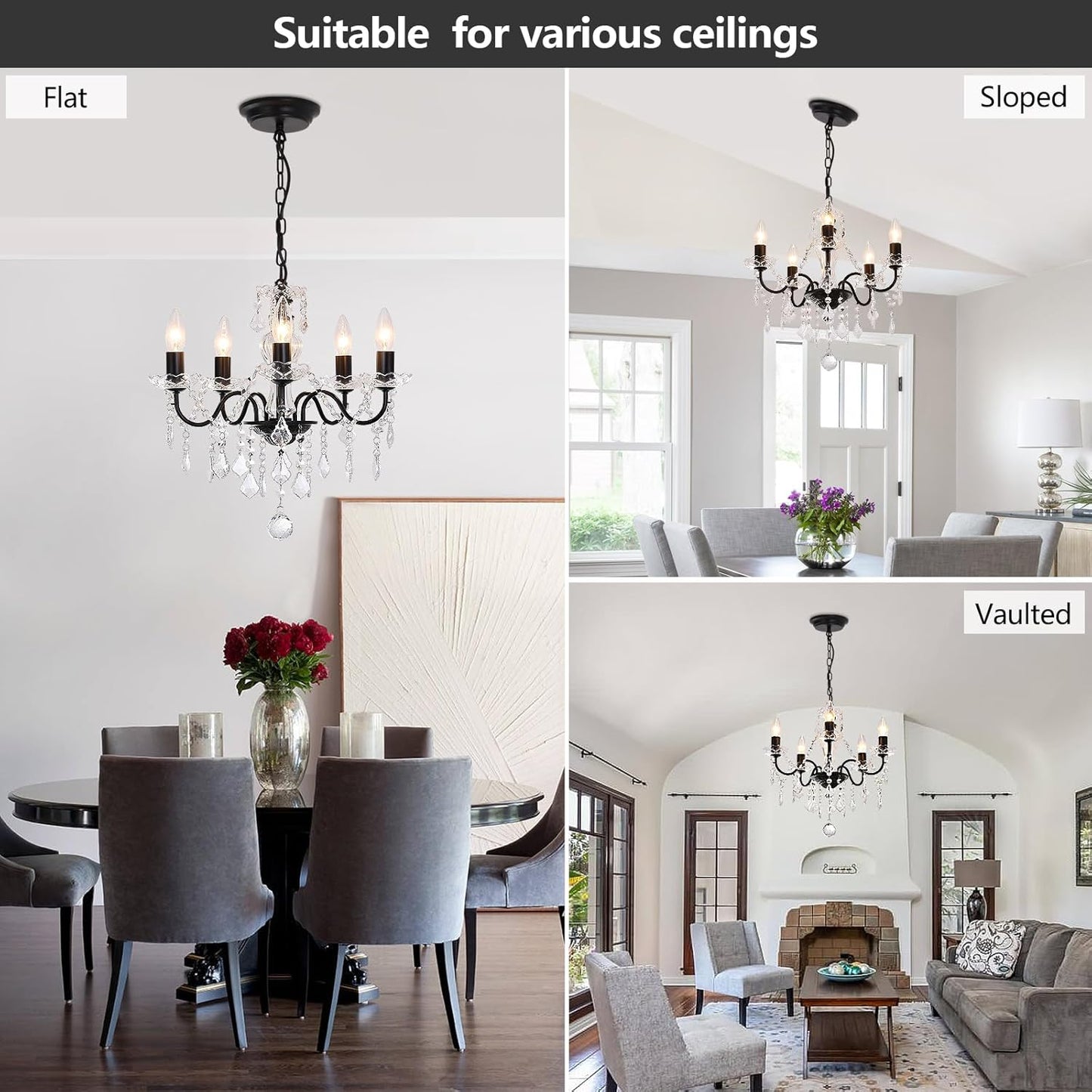 Plug in Modern 3-Light Gold Chandelier with Glass Crystals, Candle Style Pendant Light Fixtures for Living Room, Girls Room, Kitchen Island, Entryway