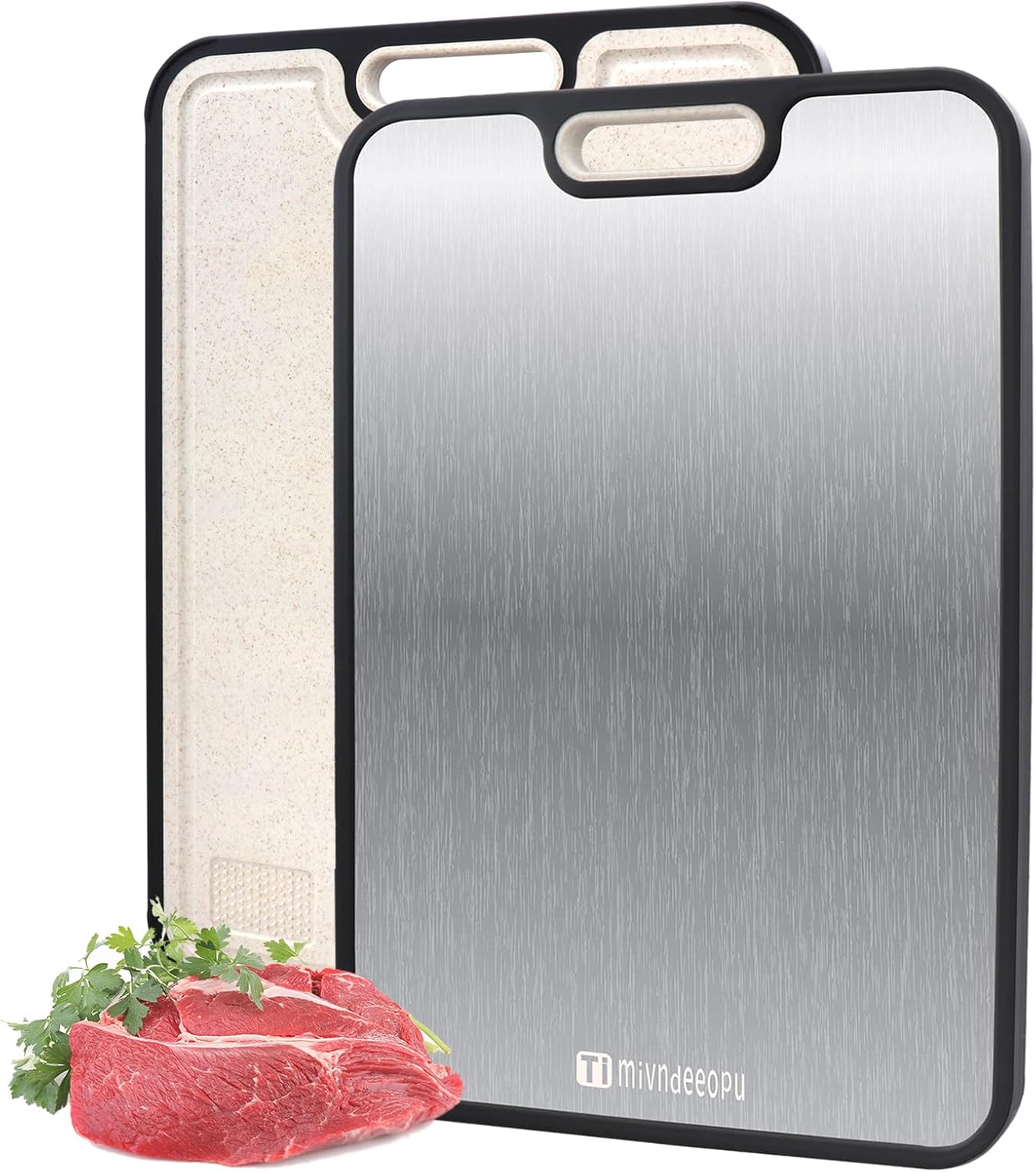 Titanium Cutting Board - Food Grade Metal Chopping Board | Non-Toxic Double-Sided 15.2”x10.5” Size