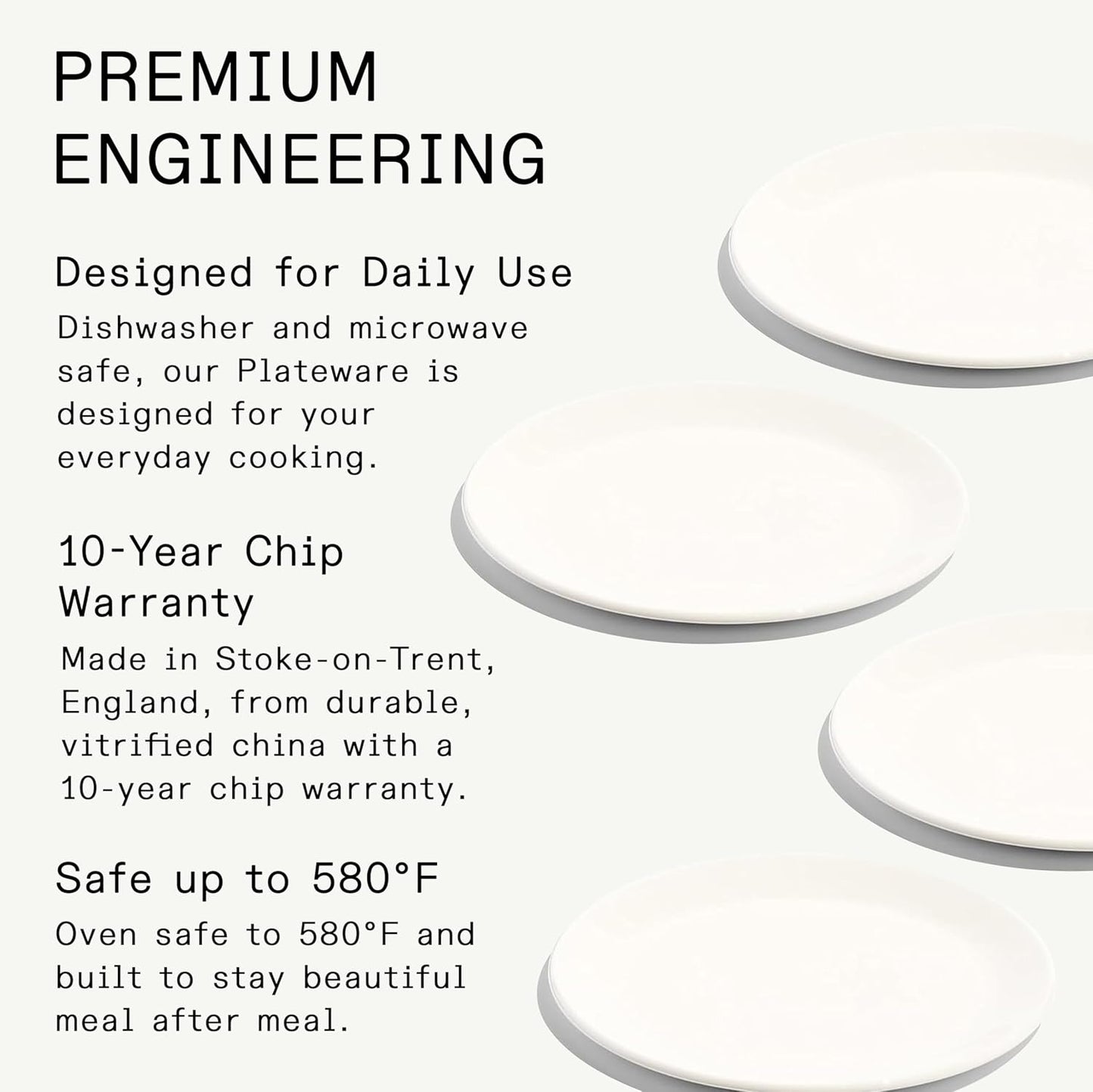 Made In Cookware - Set of 4 White Porcelain Appetizer Plates | Crafted in England