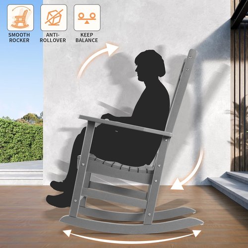 FUNBERRY Outdoor Rocking Chairs - Set of 4 All-Weather HDPE Rockers with High Back | Easy Assembly
