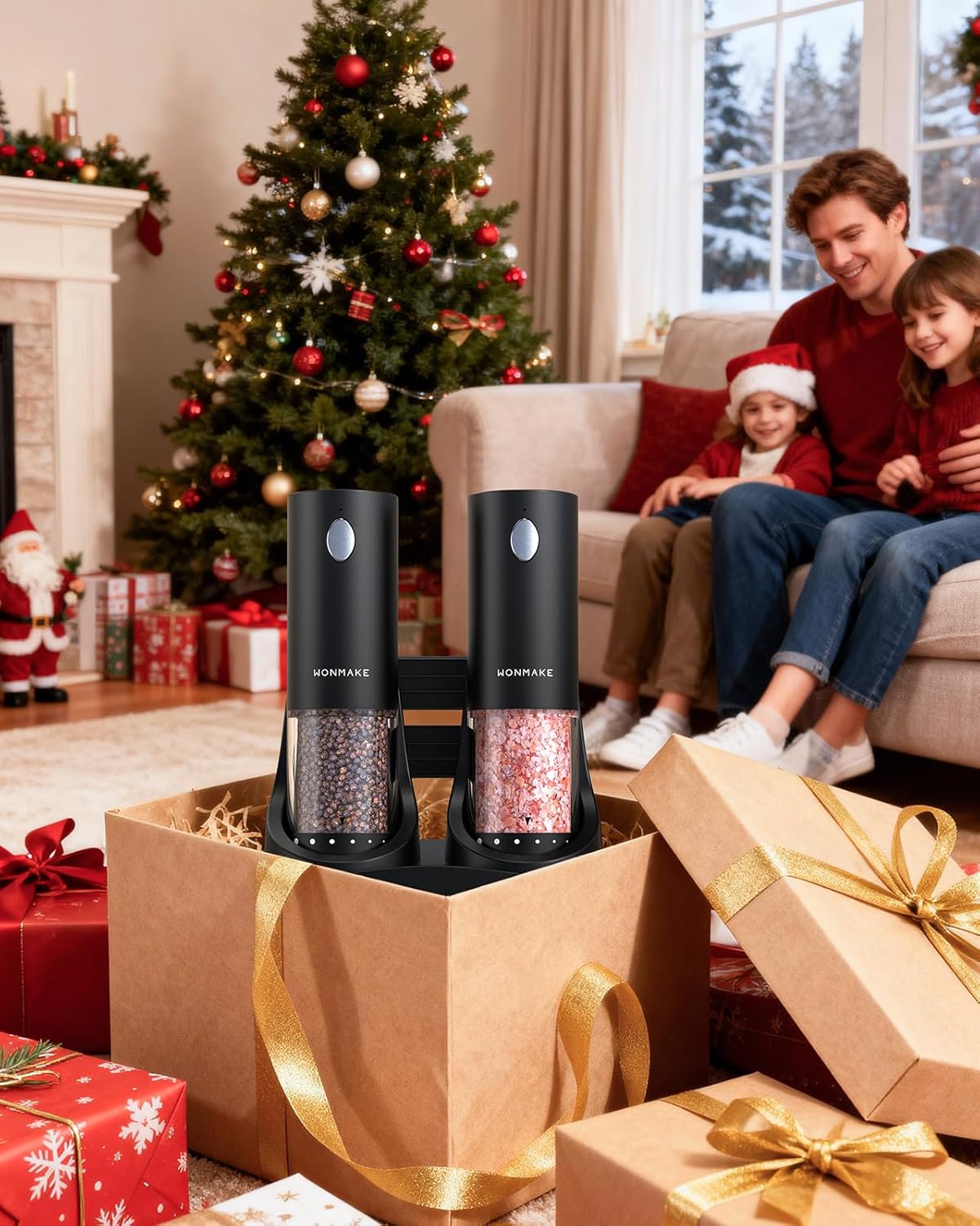 Skiennix Electric Salt and Pepper Grinder Set - Automatic Refillable Grinders with LED Light & Adjustable Coarseness